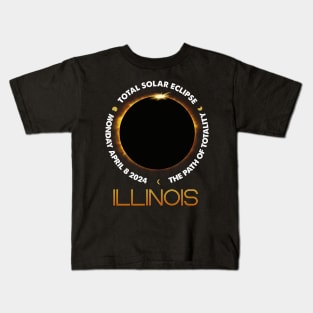 ILLINOIS Total Solar Eclipse 2024 American Totality April 8 Kids T-Shirt